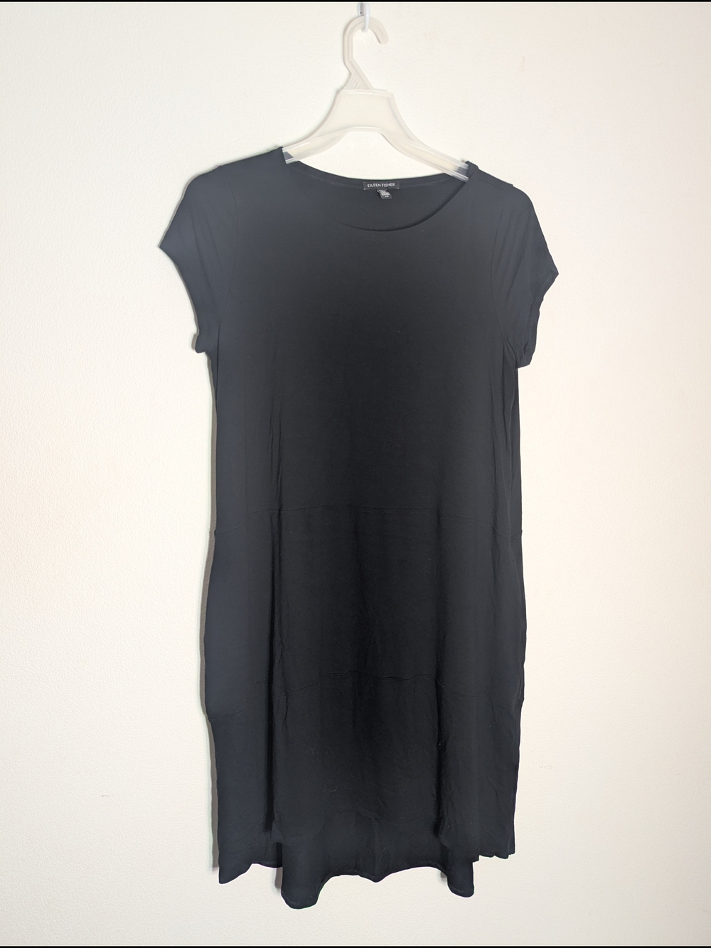 Eileen Fisher Womens Dress Quiet Luxury Black Neutral Cap Sleeve‎ Classic Large